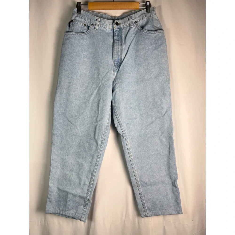 Chic Womens Jeans Light Wash High Waist Relaxed Fit Classic Denim‎ Mom Jeans